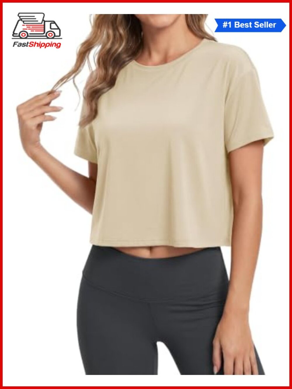 ✨ MAGCOMSEN Womens Crop Tops Workout Boxy Short Sleeve Cropped Tee